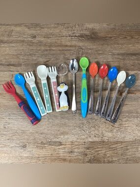 Lot of 13 Baby or Toddler Utensils, Spoons and Forks